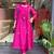 Rani pink floral embroidery chanderi silk a line kurta pant set with embroidery chanderi dupatta