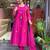 Rani pink floral embroidery chanderi silk a line kurta pant set with embroidery chanderi dupatta