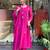 Rani pink floral embroidery chanderi silk a line kurta pant set with embroidery chanderi dupatta