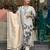 Cream floral printed chinon aline straight kurta set with printed chinon dupatta