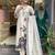 Cream floral printed chinon aline straight kurta set with printed chinon dupatta