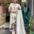 Cream floral printed chinon aline straight kurta set with printed chinon dupatta