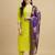 Lime sequence embroidery chinon round neck kurta set for women with printed organza dupatta