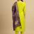 Lime sequence embroidery chinon round neck kurta set for women with printed organza dupatta