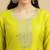 Lime sequence embroidery chinon round neck kurta set for women with printed organza dupatta