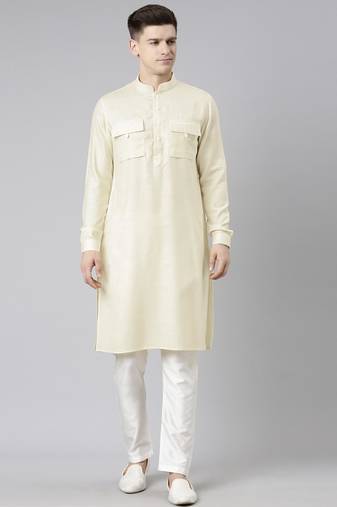 Cream pathani kurta pajama