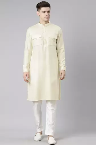 Cream pathani kurta pajama