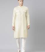 Cream pathani kurta pajama