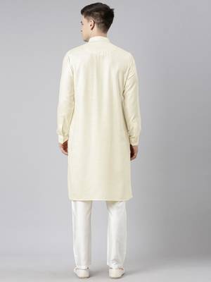 Cream pathani kurta pajama 4