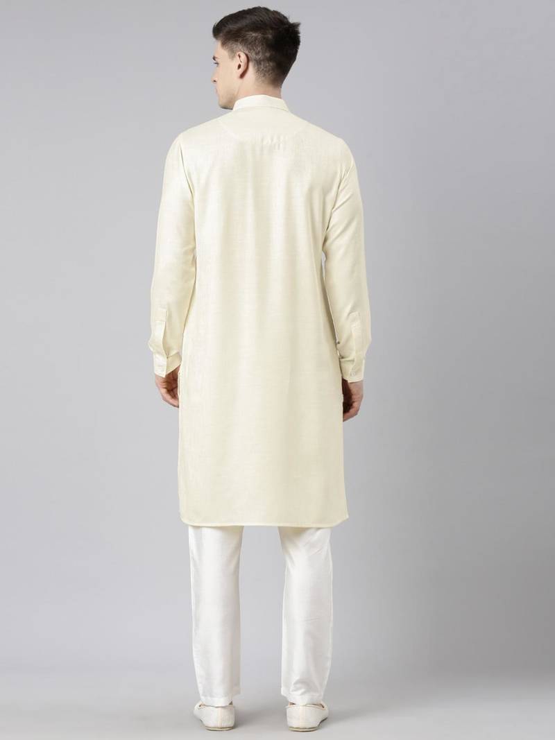 Cream pathani kurta pajama