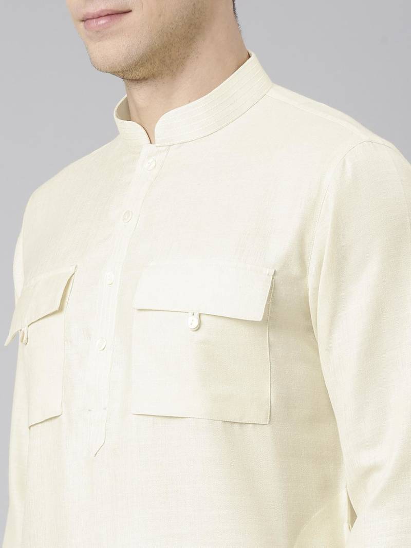 Cream pathani kurta pajama