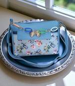 Stylish Blue Floral Sling Bag for Women – Trendy Crossbody Purse with Golden Chain Charm | Royal Collection of India