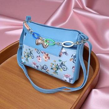 Stylish Blue Floral Sling Bag for Women – Trendy Crossbody Purse with Golden Chain Charm | Royal Collection of India 3