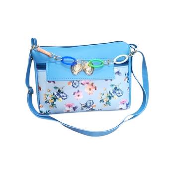 Stylish Blue Floral Sling Bag for Women – Trendy Crossbody Purse with Golden Chain Charm | Royal Collection of India 4