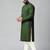 Olive green mirror embroidery kurta pajama