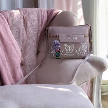 Lavender Butterfly Print Sling Bag for Girls – Trendy Crossbody Purse with Pompom Charm | Royal Collection of India 1
