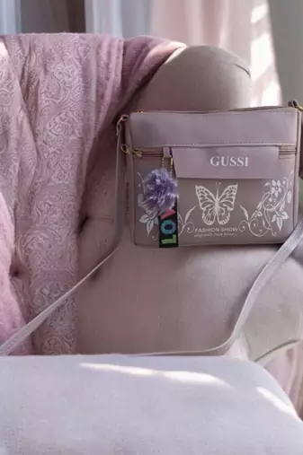 Lavender Butterfly Print Sling Bag for Girls – Trendy Crossbody Purse with Pompom Charm | Royal Collection of India