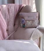 Lavender Butterfly Print Sling Bag for Girls – Trendy Crossbody Purse with Pompom Charm | Royal Collection of India