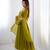  Olive Green Georgette Anarkali with Zari Neckline & Tassel Dupatta