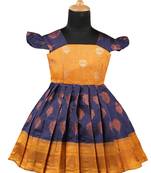 Navy blue copper pendant baby pattu pavadai frocks