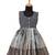 Grey jangala motif pattu pavadai frocks for girls