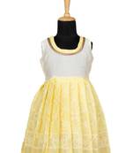 Yellow kota creeper pattu pavadai frocks for girls