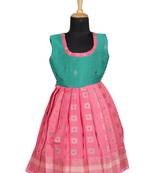 Girls peach copper athangudi pattu pavadai frocks
