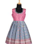Girls grey copper athangudi pattu pavadai frocks
