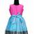 Girls blue chanderi floral pattu pavadai frocks