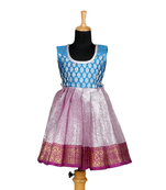 Girls lavender silver algae pattu pavadai frocks