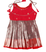 Red golden aster baby pattu pavadai frocks for girls