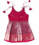 Pink golden aster baby pattu pavadai frocks for girls