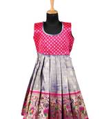 Girls blue paithani parakeet pattu pavadai frocks