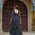 Black faux georgette badhni print with kutchi patche work navratri gown