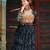 Black faux georgette badhni print with kutchi patche work navratri gown