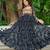 Black faux georgette badhni print with kutchi patche work navratri gown