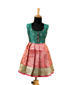 Girls peach lotus garden pattu pavadai frocks