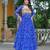Blue faux georgette badhni print with kutchi patche work navratri gown