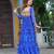 Blue faux georgette badhni print with kutchi patche work navratri gown