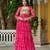 Pink faux georgette badhni print with kutchi patche work navratri gown