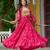 Pink faux georgette badhni print with kutchi patche work navratri gown