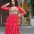 Red faux georgette badhni print with kutchi patche work navratri gown