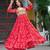 Red faux georgette badhni print with kutchi patche work navratri gown