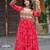 Red faux georgette badhni print with kutchi patche work navratri gown