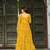 Yellow faux georgette badhni print with kutchi patche work navratri gown