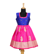 Girls pink royal mango pattu pavadai frocks