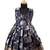 Girls navy blue silver lotus pattu pavadai frocks