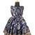 Girls navy blue silver lotus pattu pavadai frocks
