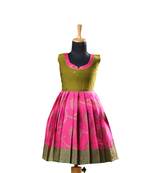 Dark pink antique pendent baby pattu pavadai frocks for kids