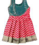 Peach golden waves baby pattu pavadai frocks for girls